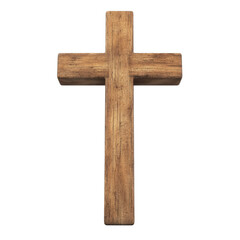 Wooden cross, Christian symbol, rustic, isolated transparency background, faith, religion, hope