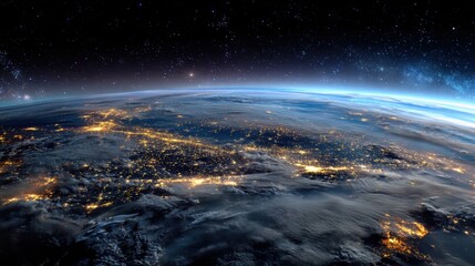 Experience the beauty of earth at night, a stunning view from the cosmos.