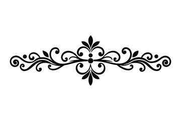 Black vector floral swirl pattern frame design element set with vintage decorative corner borders and ornate leaf illustrations