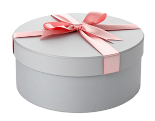 Round gift box with lid isolated on white background.