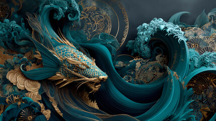 Fototapeta premium Abstract fractal patterns and shapes.Waves and spirals.