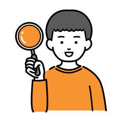 虫眼鏡を持った男の子イラスト