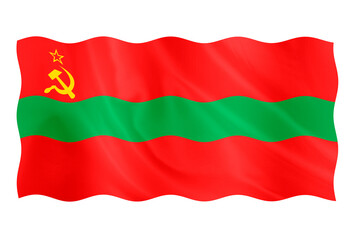 Digital composite. ..Flag of Transnistria. (Pridnestrovian Moldavian Soviet Socialist Republic - PMSSR) .2nd of September is Transnistrian Republic Day. ...PNG file.