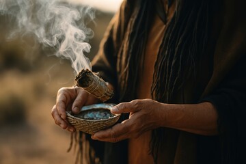 Fototapeta premium Traditional cleansing ritual with smoke.