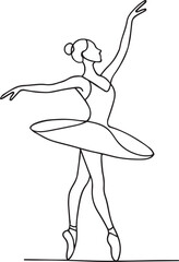 Elegant black silhouette of a graceful ballerina dancing, a beautiful vector illustration for dance, art, or fashion