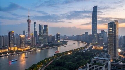 Obraz premium guangzhou city skyline