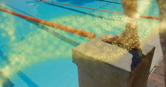 Golden swirl drifting triggers foot stepping onto and off block showing start foot positioning