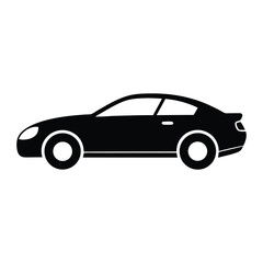 Obraz premium A fast, luxury black sports car isolated on a white background with a classic shiny chrome wheel design