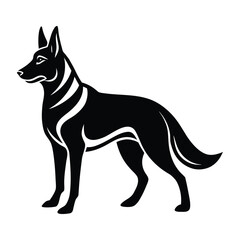 A simple vector illustration of a black and white dog silhouette