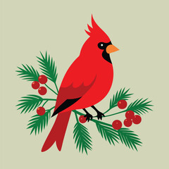 robin on a branch with berries