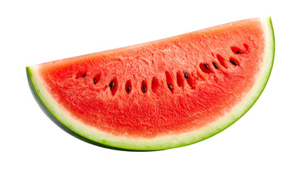 A juicy slice of watermelon is perfectly isolated against a clean white background