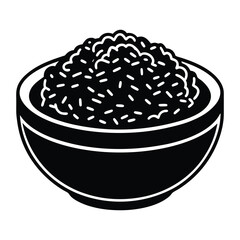 A brown bowl of dried fruits and a bowl of rice on a white background.