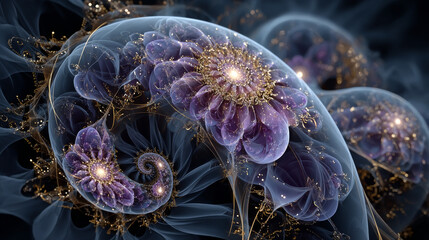 Abstract fractal patterns and shapes. Dynamic flowing natural forms. Flowers and spirals. Mysterious psychedelic relaxation pattern. 