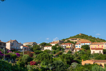 Village view with colorful houses in Cargèse France Corsica 18 June 2025