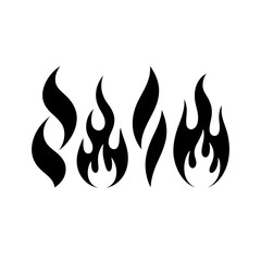 Abstract Flame Icons:  Four Stylish Line Art Designs on Black Background.