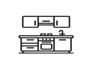 Kitchen Icon Created With Smooth Minimalist Vector Line Art
