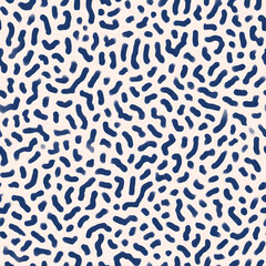 Organic seamless pattern with dark blue shapes on a light background. Abstract biological textures and natural forms concept.