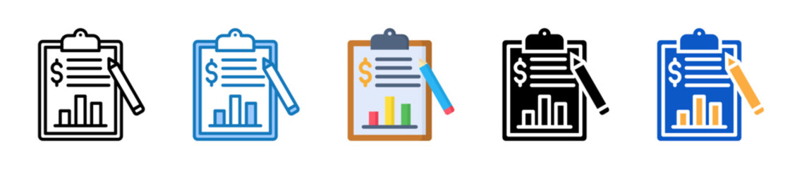 Financial Report multiple style icons set design vector illustration. 