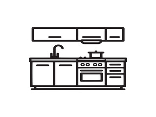 Decorative Kitchen Icon In Clean Minimal Line Art Design