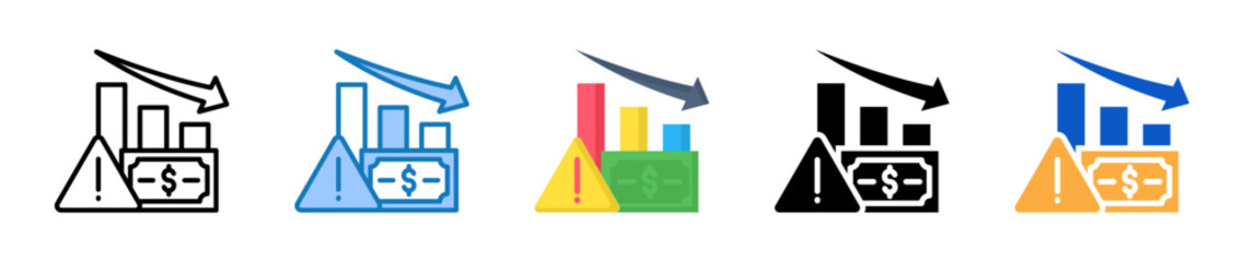 Financial Crisis multiple style icons set design vector illustration. 