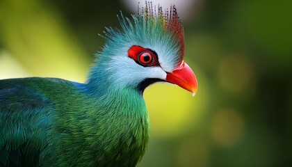 turaco bird in close up african wild birds
