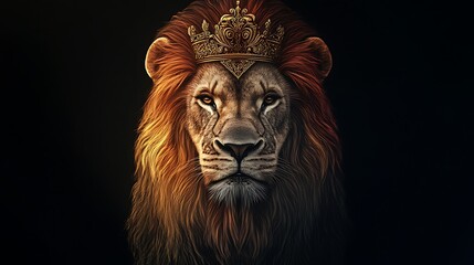 Naklejka premium A powerful portrait of a majestic male lion with a full mane, capturing the wild essence of this feline predator