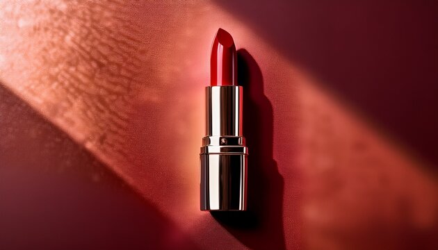 rich red lipstick with glossy swatch showcases vibrant beauty under soft natural lighting - Powered by Adobe