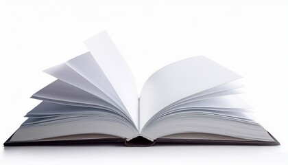 Obraz premium open hardcover book with blank pages white background