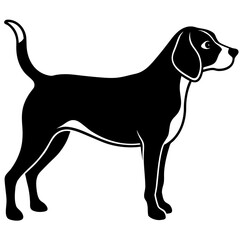 Silhouette of Beagle stand up on white background
