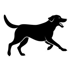 Silhouette of Labrador Retriever attaking on white background