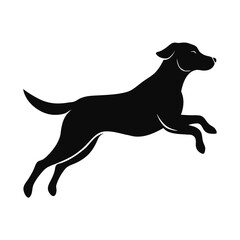 Silhouette of Labrador Retriever Jumping on white background