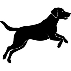 Silhouette of Labrador Retriever Jumping on white background