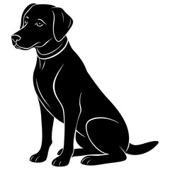 Silhouette of Labrador Retriever Sit down on white background