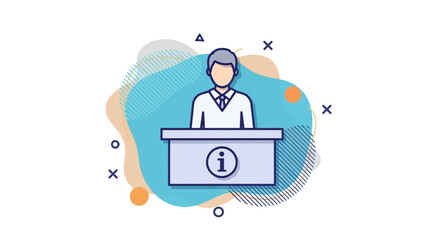 Information Desk Icon Person Behind Counter Assistance