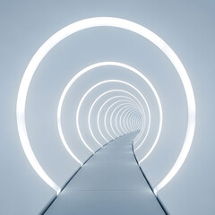 Obraz premium Futuristic Pathway with Concentric Circles of Light.