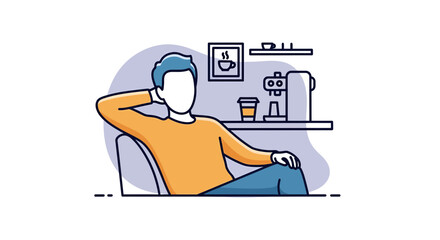 Man Relaxing at Coffee Shop, Casual Style