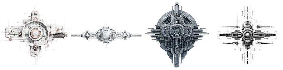 Obraz premium Futuristic Machinery Elements: Abstract Tech Design, Detailed Structures