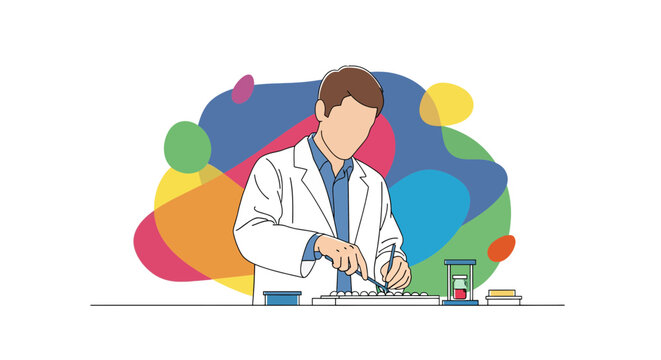 Scientist working in laboratory with test tubes and equipment