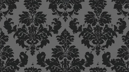 Elegant Gray And Black Damask Pattern Design