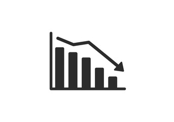 Declining Bar Chart and Line Graph Icon &ndash; Symbol of Negative Trend, Financial Loss, or Performance Drop