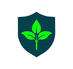 vector leaf shield logo icon on white background