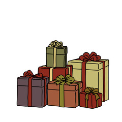 線画　ギフトボックス　アースカラー