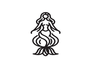 Graceful Mermaid Icon Designed In Modern Minimal Vector Illustration
