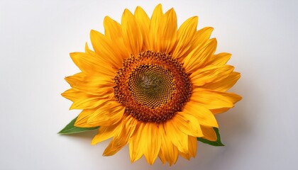 Obraz premium close up of a vibrant yellow sunflower with detailed petals and seeds glowing warmly against a softly blurred golden background evoking warmth and tranquility