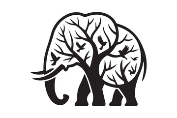 elephant tree design silhouette  vector