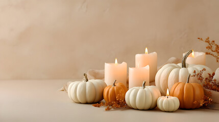 candle and pumpkin