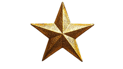 Golden five-pointed star isolated on a transparent background