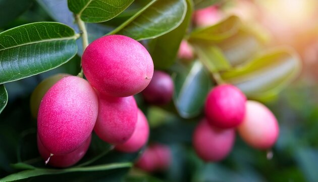 carissa carandas carunda koromcha fruit tree karonda seeds ripe pink or red colorful tropical citrus karanda or koromcha fruit fresh karanda or carunda