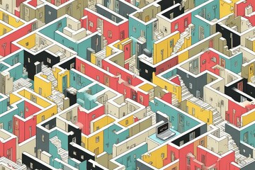 Abstract Colorful Maze Pattern Design