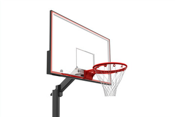 Naklejka premium 3D professional basketball hoop with glass backboard, isolated on white background